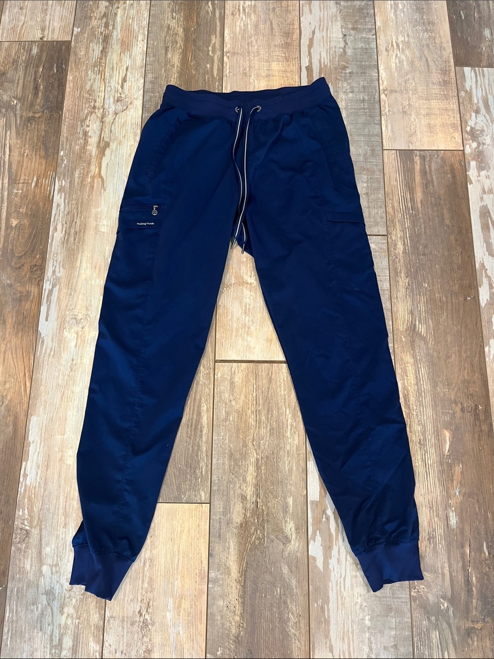 Healing Hands Navy Drawstring Jogger Scrub Pants
